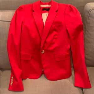 Jcrew red puff-sleeved blazer